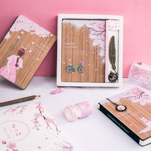 Simple Japanese notebook set, wooden gift and stationery book