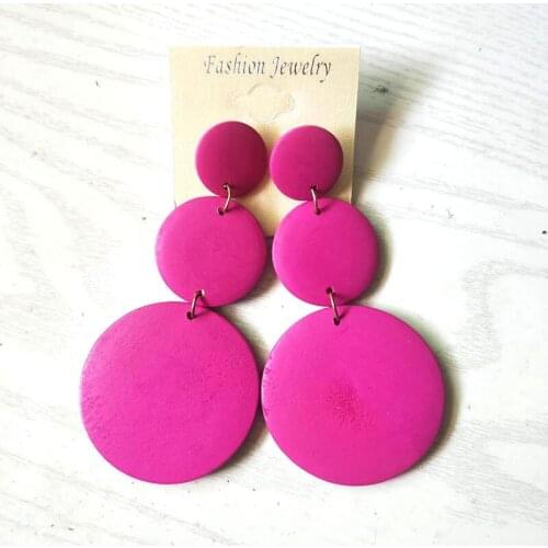 Pink Wood Triple Layers Handmade Piercing Earrings Vintage Africa Wooden DIY Hiphop Rock Party Jewelry African Bijoux Earring