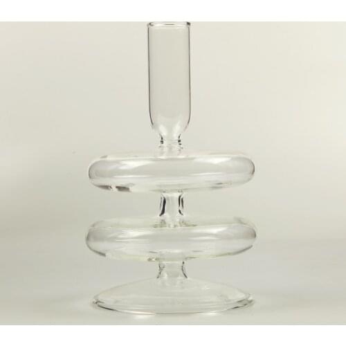 Glass Candle Holder For Home Decor Handmade Wedding Decoration Candle Holder Romantic Pillar Candlestick Holder