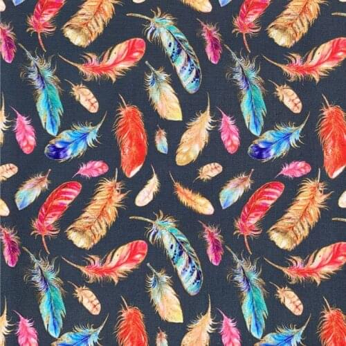 Vintage Feather Printed Textile Polyester Cotton Fabric Patchwork Sewing Material DIY Home Patchwork Dress Clothing Mask
