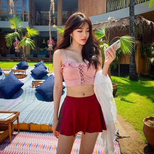 Tankini Women Swimsuit Woman Two Piece Swimwear For Swimsuits Girl Bikinis Female 2020 Korean Split Ins New Cover Sexy Skirt