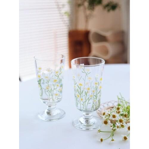 280ml/80 vintage time French printed retro glass little Daisy high juice cup hot water bottle