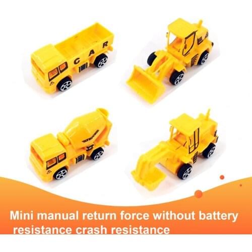 4Pcs Multiple Styles Truck Model Rotating Wheels Three-dimensional Mini Size Construction Truck Toy Gift for Teenager