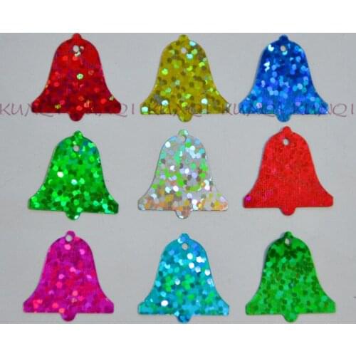 450pcs 19mm Laser Mix Color Christmas Bell Sequins Sewing Scrapbooking Crafts Christmas Decoration Ornament