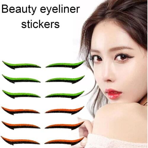 6 Pairs=12pcs Eyelid Line Stick Reusable eyeliner stickers Cat Eye Makeup Double Eyelid Sticker Eyeliner Makeup Sticker New