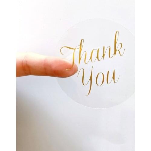 60pcs/pack Hot Stamping Thank You Sealing Sticker Transparent Round Gift Label Stickers DIY Stationery sticker Packing Label