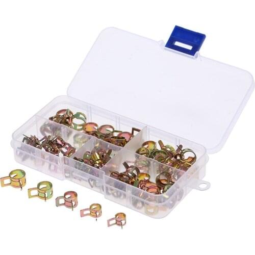 75 Pcs Assortment Set 6/7/8/9/10mm Autos Spring Clip Hose Clamps Fuel Oil Water Hose Pipe Tube Clamp Fastener