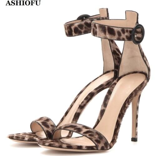 ASHIOFU New Hot Sale Ladies Stiletto High Heel Sandals Buckle Strap Open-toe Party Summer Shoes Daily Wear Evening Fashion Shoes