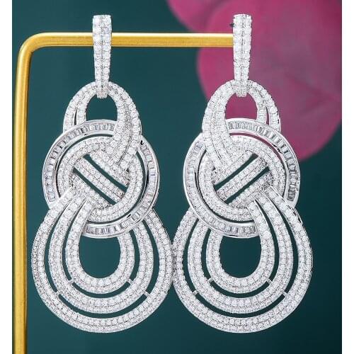 Brand High Quality Trendy Sparkly Big Round Dangle Earring Enthusiasm Jewelry for Women Fashion Wedding Daily Earring Jewelry