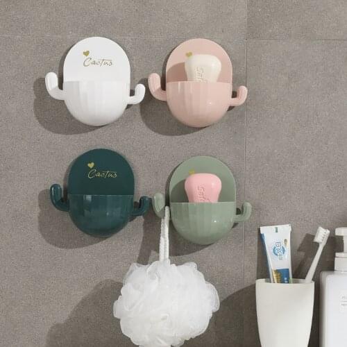 Household Soap Dish Wall-mounted Bathroom Free Punch Soap Box Suction Cup Drain Soap Box Toilet Free Punch Cartoon Soap Holder
