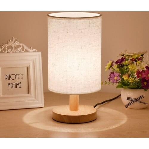 Cylinder Wood Base Table Lamp Northern Europe LED Night Lights Canvas Lampshade Foldable Funny Creative Desk Lamp Lampara