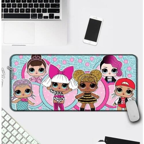 Lol Cute girl Gaming mousepad Desk Mat Computer Gaming Mousepad Anti-slip Natural Rubber with Locking Edge Gaming Mouse Mat