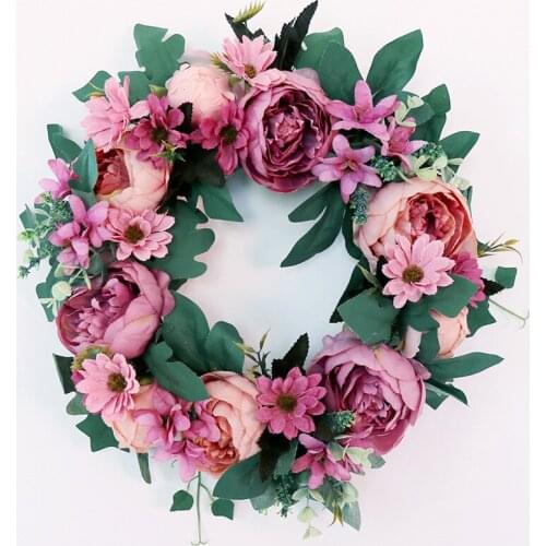 Simulation Peony Garland Wall Hanging Decoration Home Door Wedding Backdrop Arrangement Artificial Flower Wreath