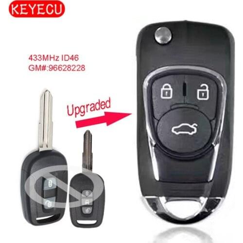 Keyecu Upgraded Flip Remote Car Key Fob 2 / 3 Buttons 433MHz with ID46 Chip for Chevrolet Captiva 2006 2007 2008 2009 2010