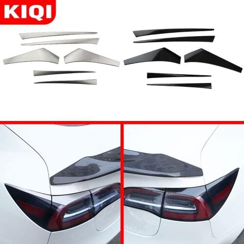 KIQI 6Pcs/Set Car Rear Tail Lamp Trim Brake Light Decoration Cover Sticker Strip Car Styling for Tesla Model 3 2016-2020