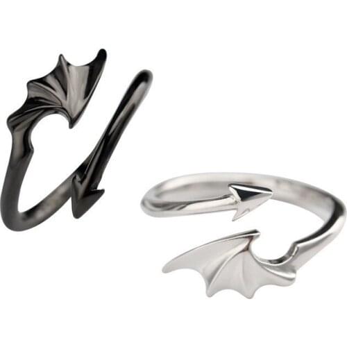 Korean Version of Simple Evil Flower Demon Ring, Male and Female Couple Personality Ring, Angel Wings Wings Open Ring