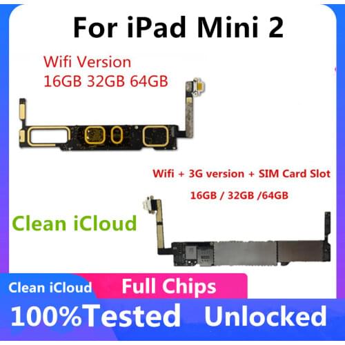 A1489 A1490 A1491 For iPad Mini 2 Mainboard IOS System Unlocked For iPad Mini 2 Motherboard 16G 32G 64G Logic Board Clean iCloud