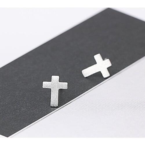 Fashion Simple Silver Color Cross Stud Earrings for Men Women Fine Earrings Party Jewelry Gifts