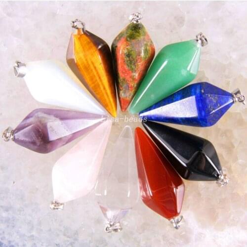 Fashion Jewelry Mixed Onyx Howlite Crystal Opal Purple Crystal Lapis Lazuli Tigers Eye Unakite Pendant 10Pcs K1622