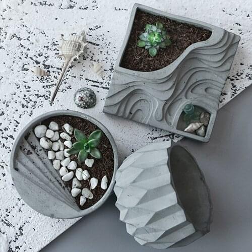 Fleshy Flower Pot Silicone Mold Terraces Shape Plant Potted Concrete Molds DIY Ceramic Clay Ashtray Making Mould Home Decoration