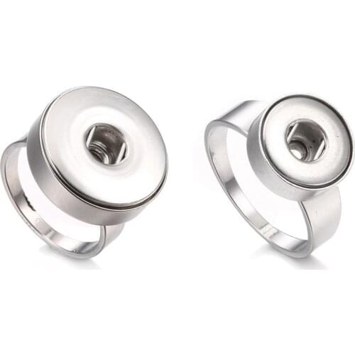 New Snaps Jewelry Real Stainless Steel Ring 18mm 12mm Snap Button Ring High Quality Snap Rings Buttons Jewelry for Women