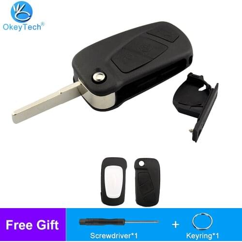 OkeyTech For Ford KA Replacement Flip Remote Car Key Shell Case 3 Button Folding Key Cover Fob Housing Case Holder Uncut Blade
