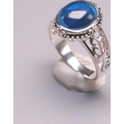 Genuine/Original Silver 925 Sterling Silver Ring for Weddings Eternity Ring for Women Blue Gemstone Pattern for Ladies Ring