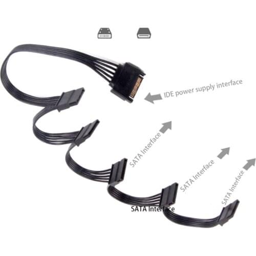 X37A Portable1 to 5 IDE SATA 15Pin Hard Drive Power Supply Splitter Y-Cable Cord SATA Adapter for PC