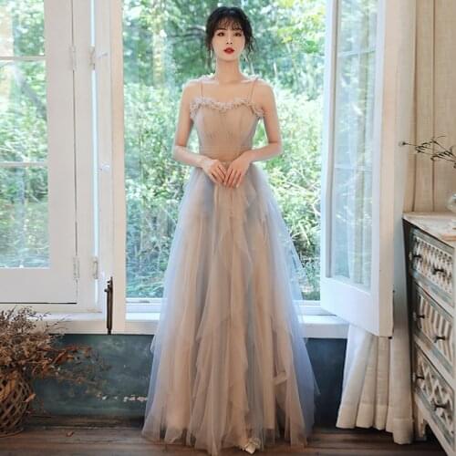 Bridesmaids Dresses Illusion Strapless Sleeveless Pleat Tulle Lace A-Line Spaghetti Straps Luxury Women Wedding Party Gown E751