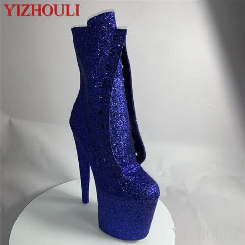 Sexy knight shoes 8 inches high heel sparkles material 20 cm womens shoes custom a variety of color pole ankle boots