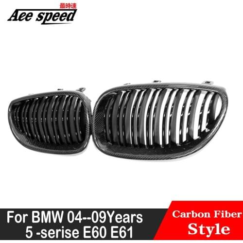 Front Bumper Grill Mesh for BMW E60 E61 2004-2009 Carbon Fiber ABS Plastic