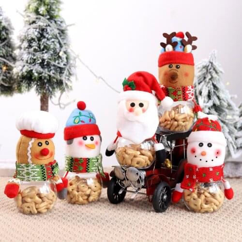 Christmas Candy Jar Storage Bottle Cartoon Santa Candy Bag Christmas Cookie Can Boxes Child Kids Gifts 2021 Navidad New Year