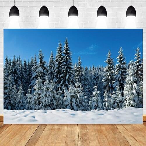 Yeele Christmas Backdrop Photography Winter Snow Blue Sky Pine Snowfield Background Baby Photographic Photo Studio Photophone