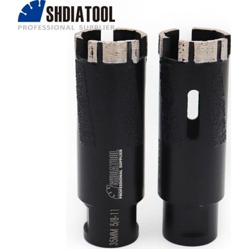 SHDIATOOL 2pcs 5/8-11Thread Laser Welded Diamond Dry Drilling Core Bits Side Protection Drilling Bit Hole Saw Stone Drill Bit