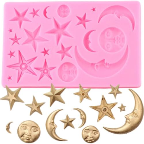 Moon Stars Sun Face Silicone Molds Cake Decorating Tools Baby Birthday Cake Border Fondant Mold Candy Chocolate Gumpaste Moulds