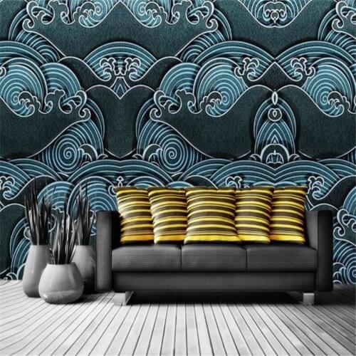 Modern 3d custom photo wallpaper large mediterranean vintage living room bedroom background wall mural wave stripe wallpaper