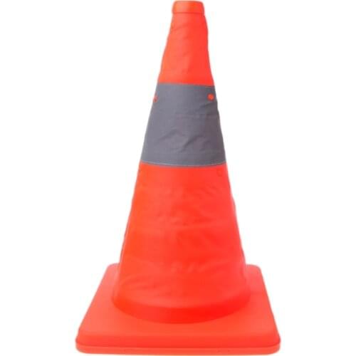 42cm Folding Road Safety Warning Sign Traffic Cone Orange Reflective Tape