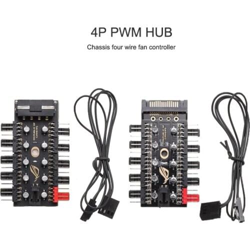 Motherboard 1 to 10 4Pin PWM Cooler Fan HUB Splitter Extension Cable 12V SATA Power /Large 4D Port Supply PC Controller Adapter