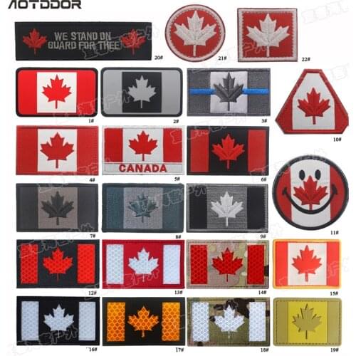 Canadian National Flag Patches Embroideried Military Uniform Tactical Maple Leaf Flag Embroidery Badge Canada Patches