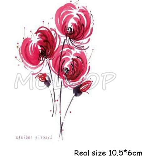 Temporary Tattoo Sticker ink Red Spider snake Lily small flower waterproof fake Tatto flash hand Tatoo for woman girl kid 2