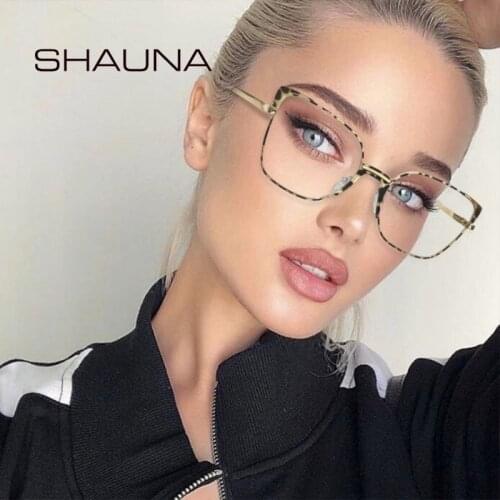 SHAUNA Anti Blue Light Cat Eye Women Retro Metal Glasses Frame Spring Hinge Optical Eyewear Men Square Computer Glasses