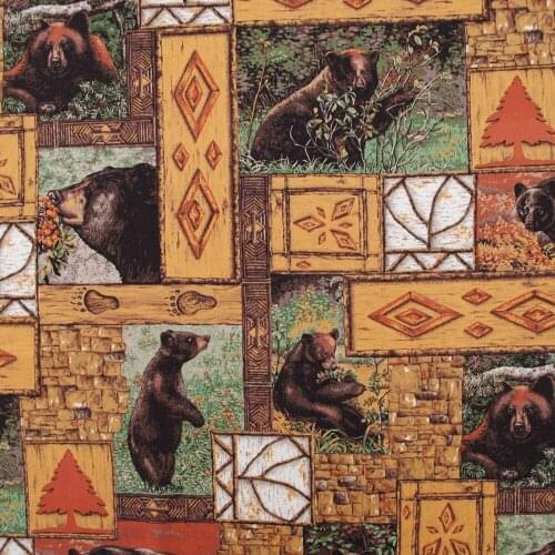 1 yard Cotton Woven Fabric - Patch, animal, bear (width=108cm)