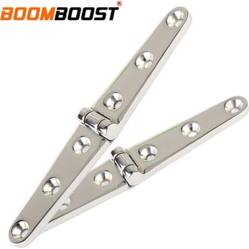 2 PCS/set 6 Inch Six Hole Stainless Steel Hinges Replacement Strap Hinge For Boat Marine Yacht