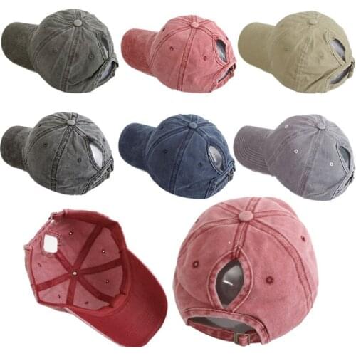 2020 Ponytail Baseball Cap Messy Bun Hats For Women Washed Cotton Snapback Caps Casual Summer Sun Visor Female Outdoor Sport Hat
