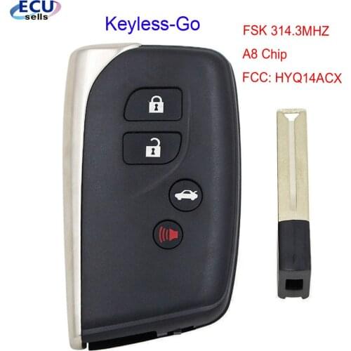 3+1 Button FSK 314.3MHz Keyless-Go Remote Key Board 271451-5290 A8 CHIP For Lexus Key FCC ID: HYQ14ACX / TOY12