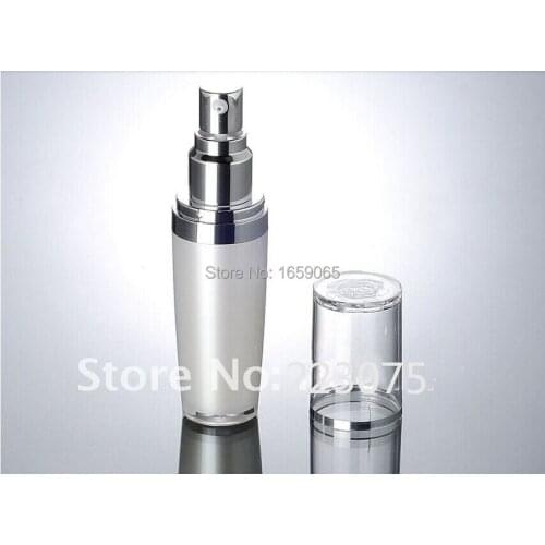 30ml press pump bottle with flower shape lid pearl white cosmetic container Cosmetic Packaging Travel Refillable Empty bottle