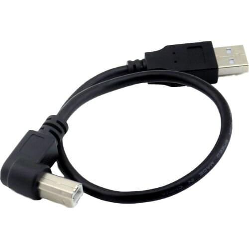 5x USB 2.0 Type A Male to USB 2.0 B Male Plug Scanner Printer Connector Cable Cord 30cm/1ft 90 Degree Down/Right Angle