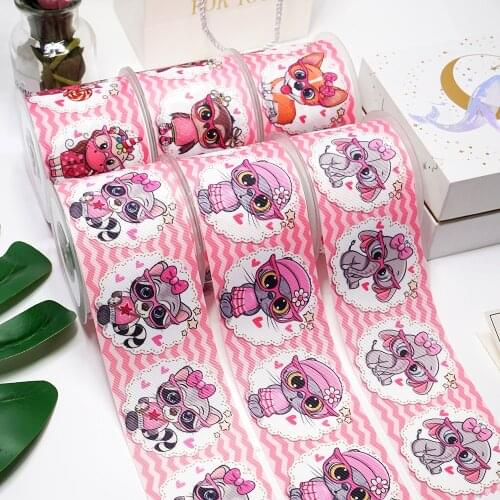 DIY Cartoon Animal Printed Grosgrain Ribbon For Craft Supplies Sewing Accessories 5 Yards. 36301