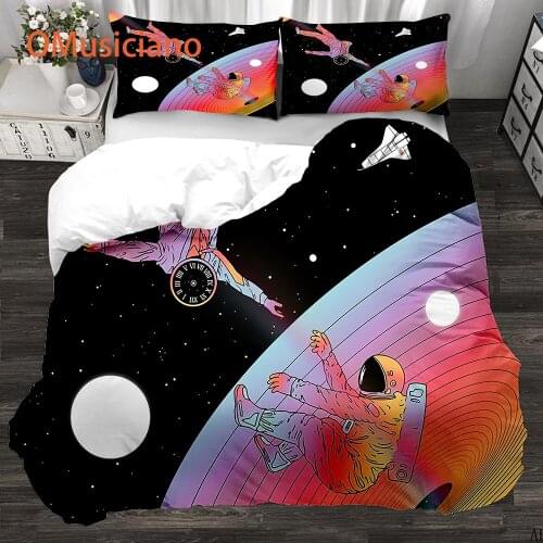 Astronaut dream digital print custom bedding set, comforter / duvet cover set full queen king, Boy bedding quilt cover 3pcs