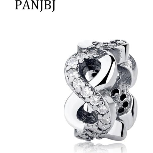New 100% 925 Sterling Silver Bead Infinite Love Spacer Crystal Charms Beads Fit Bracelet Necklace DIY Women Jewelry